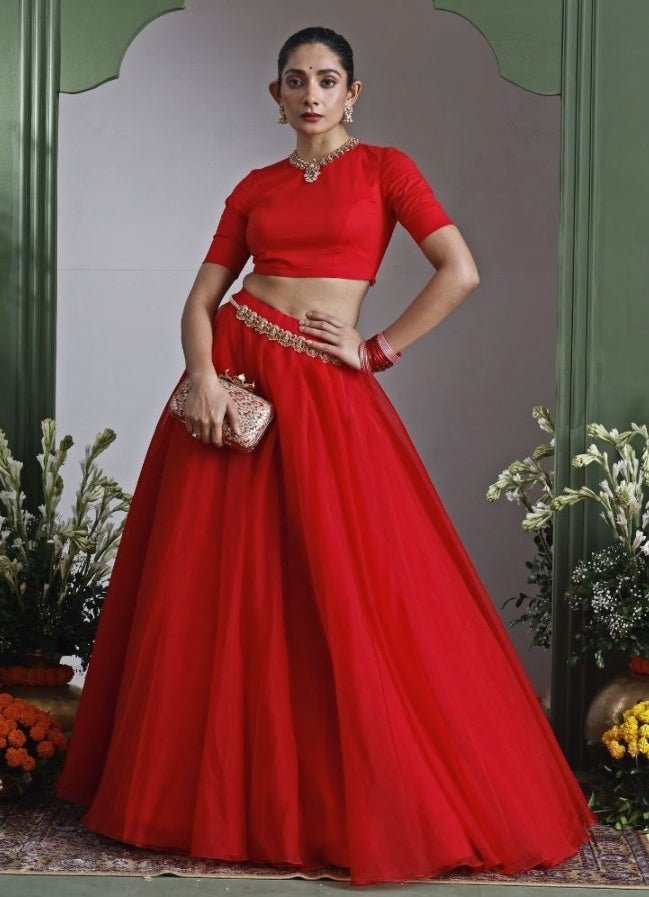 Red Embellished Clutch AMYRA - Fabilicious Fashion