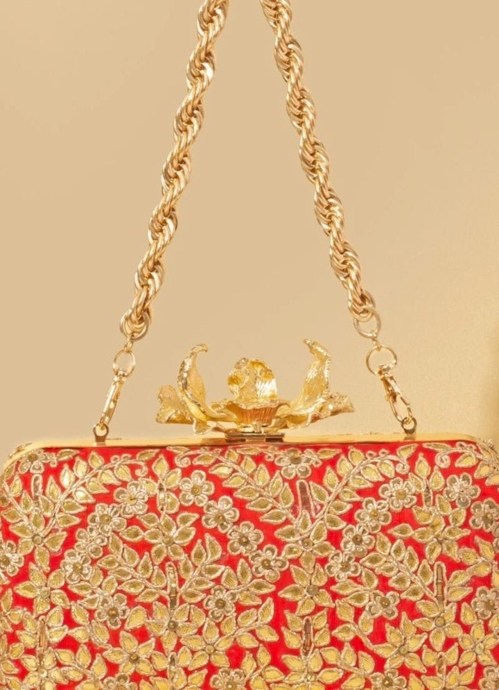 Red Embellished Clutch AMYRA - Fabilicious Fashion