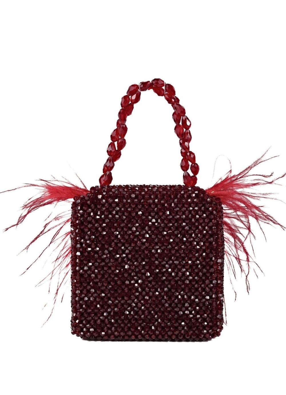 Red Embellished Mini Bag With Feathers House of Kosha - Fabilicious Fashion