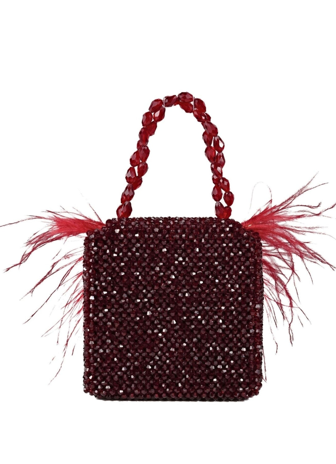 Red Embellished Mini Bag With Feathers House of Kosha - Fabilicious Fashion