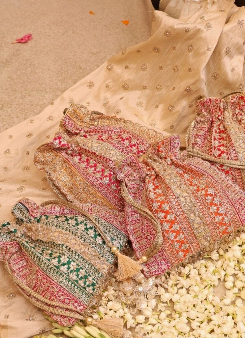 Red Embellished Potli AMYRA - Fabilicious Fashion