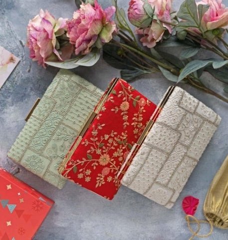 Red Embroidered Clutch AMYRA - Fabilicious Fashion