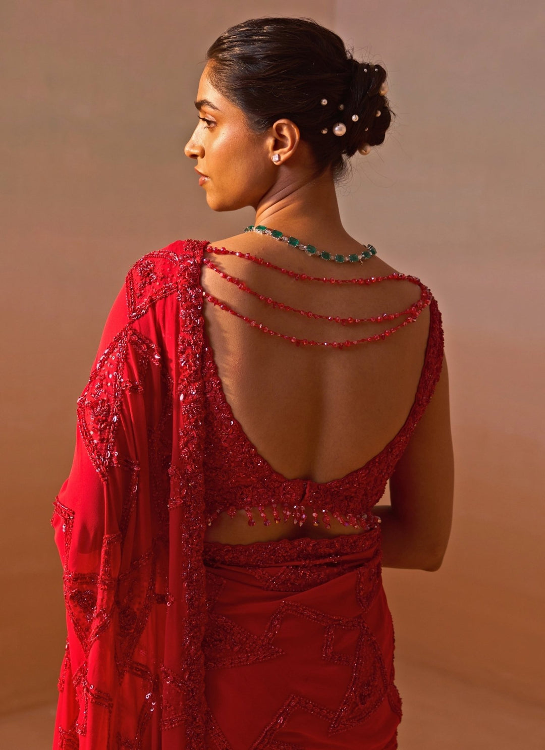 Nitika Gujral Red Embroidered Georgette SareeFabilicious Fashion