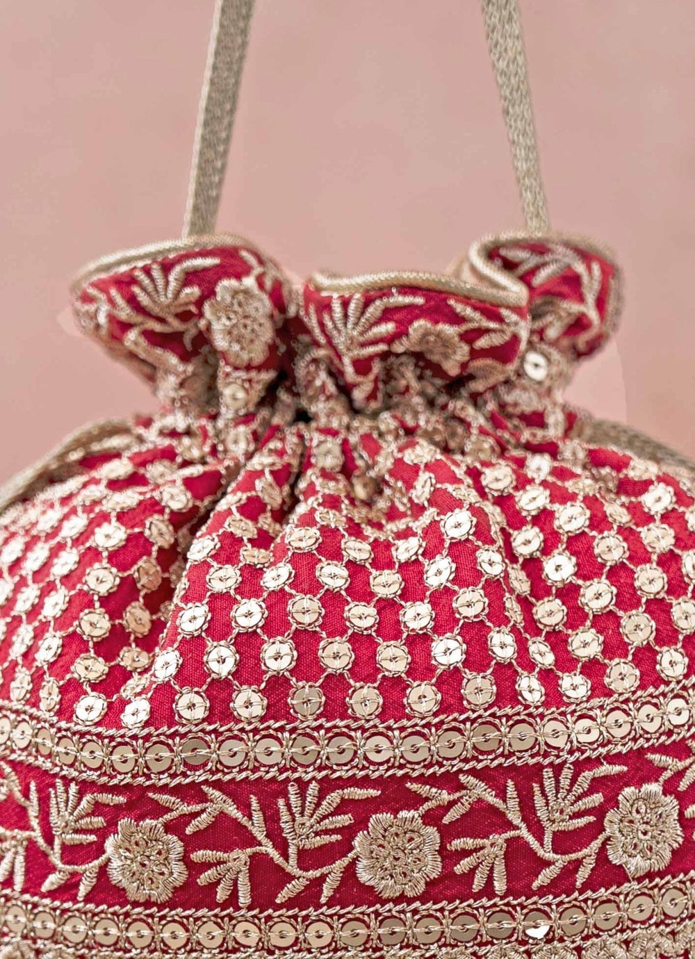 Red Embroidered Potli AMYRA - Fabilicious Fashion