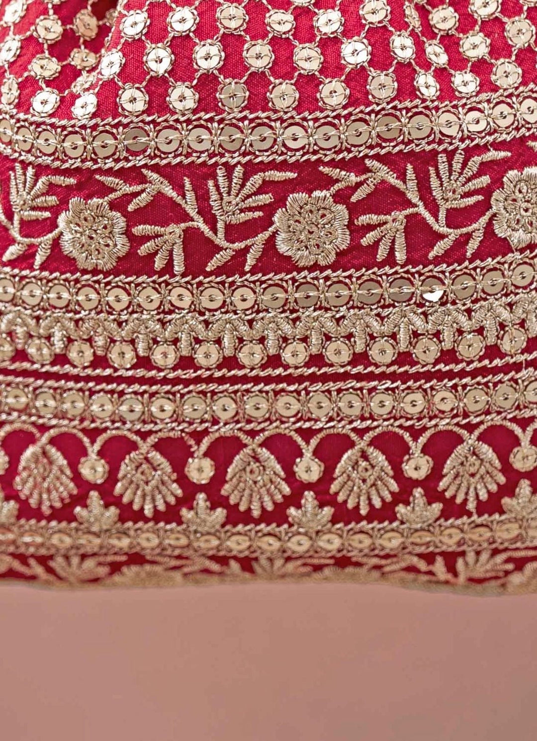 Red Embroidered Potli AMYRA - Fabilicious Fashion