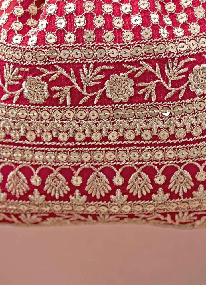 Red Embroidered Potli AMYRA - Fabilicious Fashion