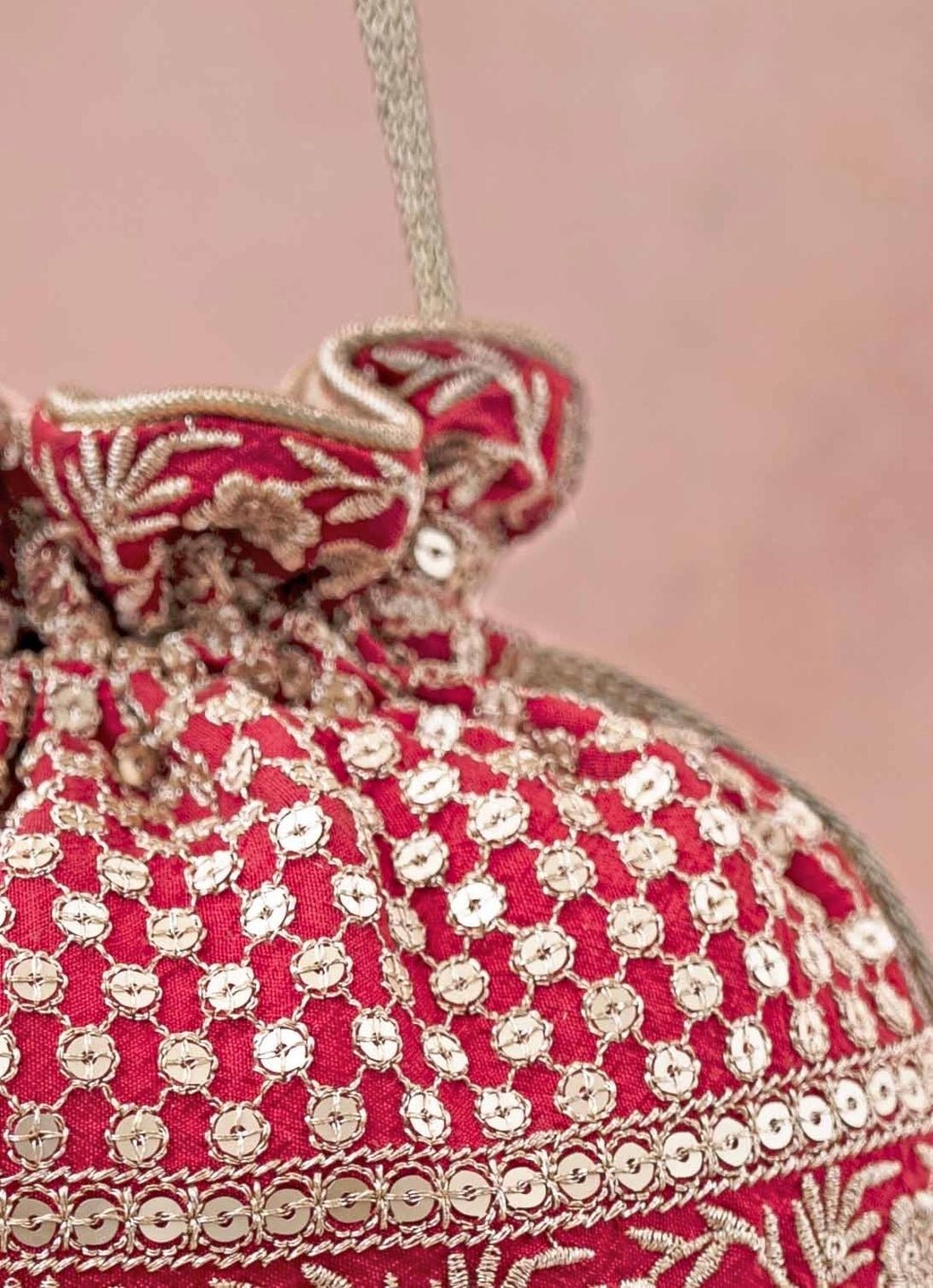 Red Embroidered Potli AMYRA - Fabilicious Fashion