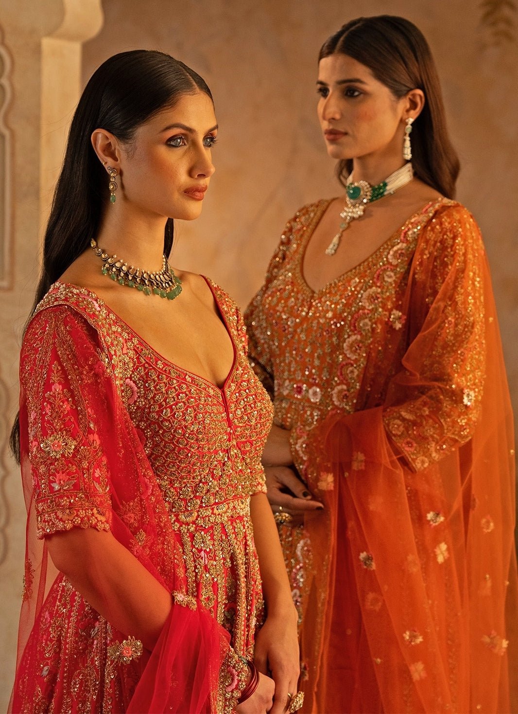 Angad Singh Red Embroidered Raw Silk Anarkali SetFabilicious Fashion