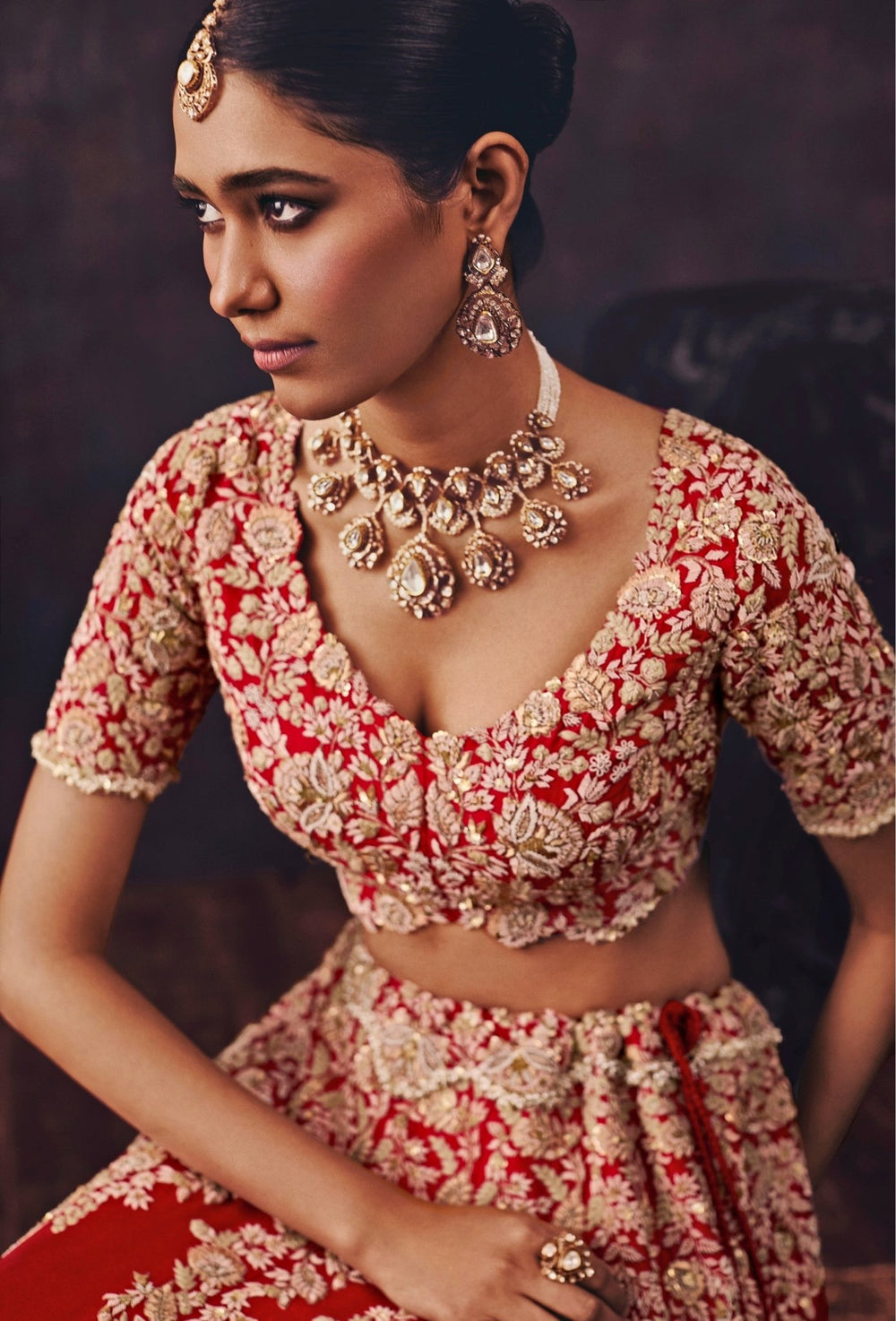 Prisho Red Embroidered Silk Bridal Lehenga SetFabilicious Fashion