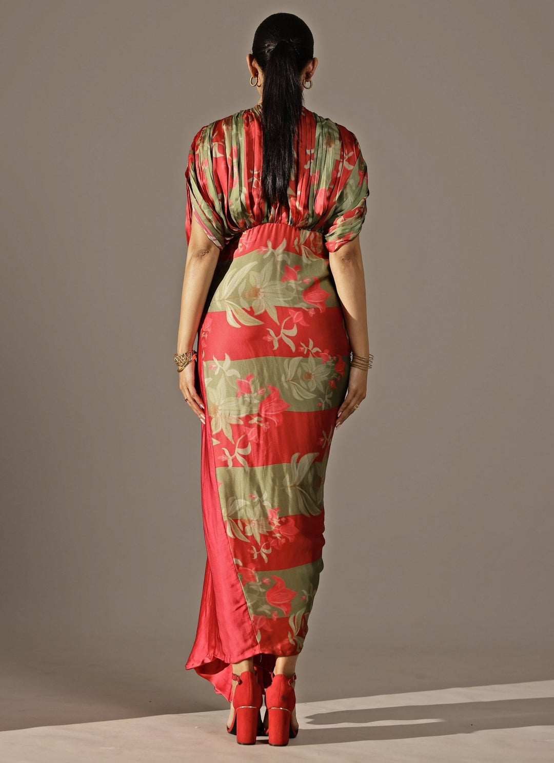 Studio Surbhi Red Georgette Satin Kaftan GownFabilicious Fashion