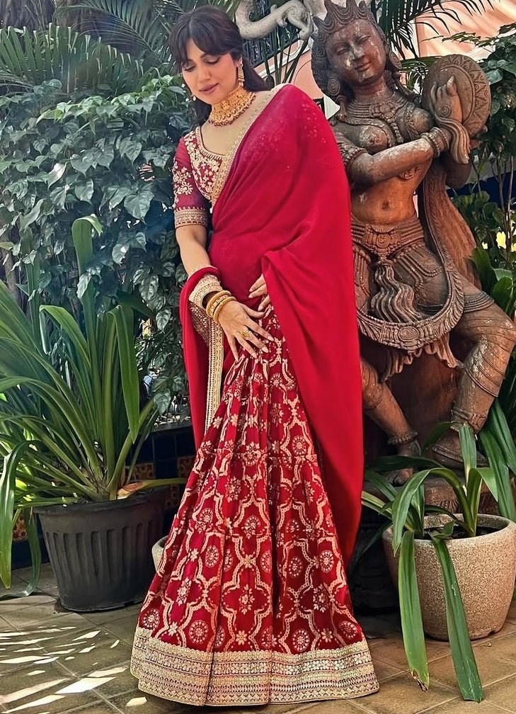 Gopi Vaid Red Georgette Tussar Saree SetFabilicious Fashion