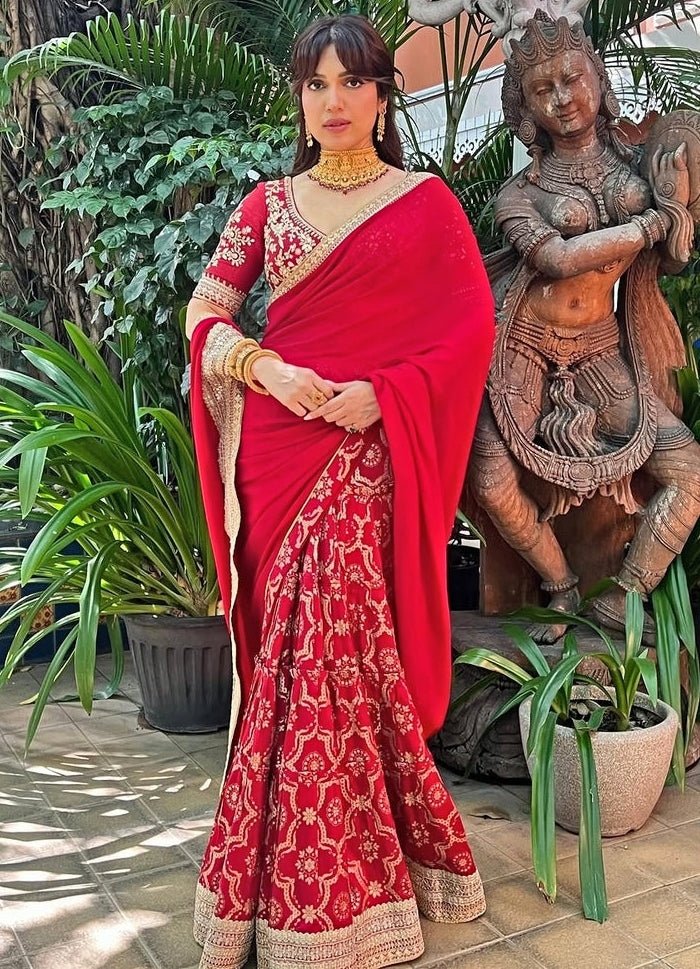 Gopi Vaid Red Georgette Tussar Saree SetFabilicious Fashion