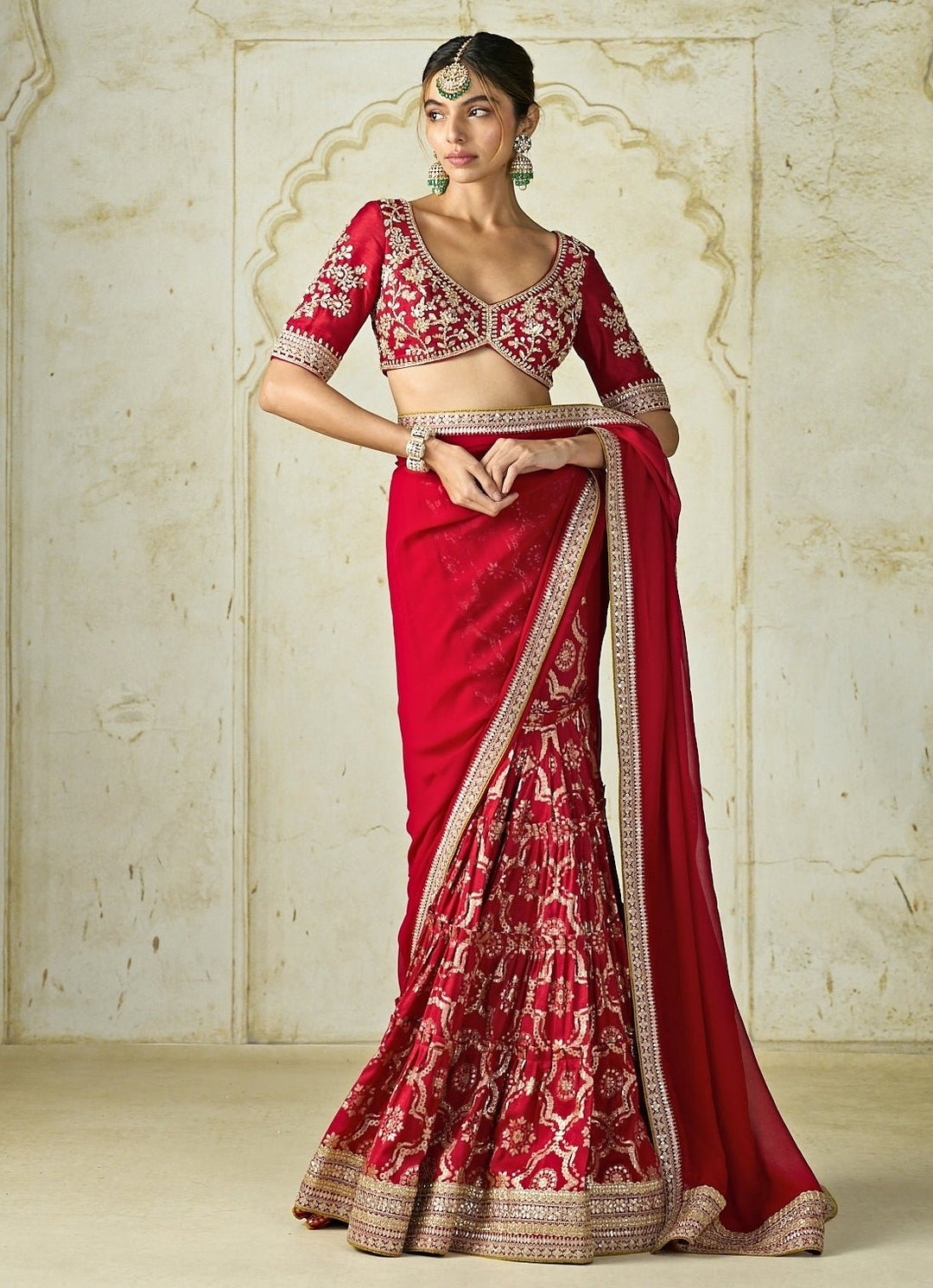 Gopi Vaid Red Georgette Tussar Saree SetFabilicious Fashion