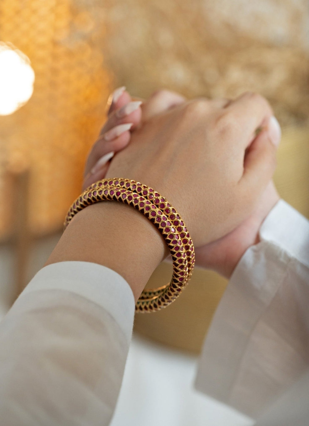 Do Taara Red Jadau Bangle SetFabilicious Fashion
