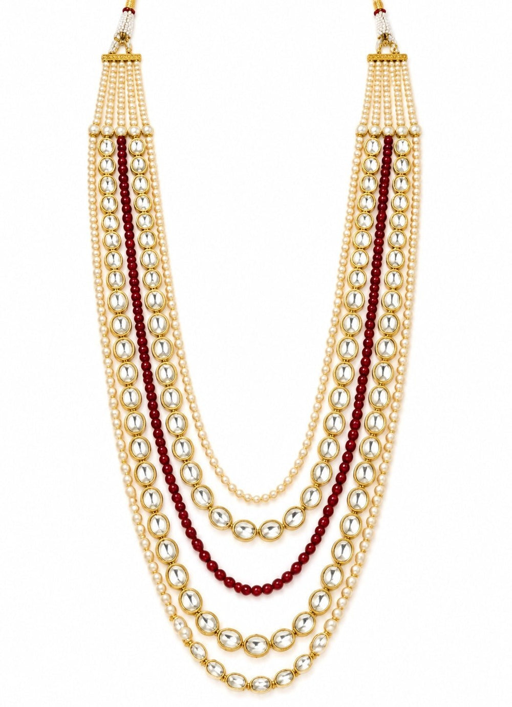 Vivinia By Vidhi Mehra Red Kundan And Pearl Layer NecklaceFabilicious Fashion