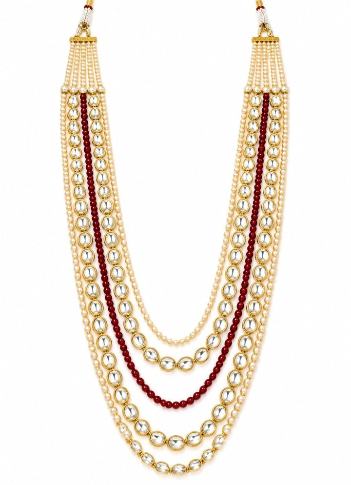 Vivinia By Vidhi Mehra Red Kundan And Pearl Layer NecklaceFabilicious Fashion