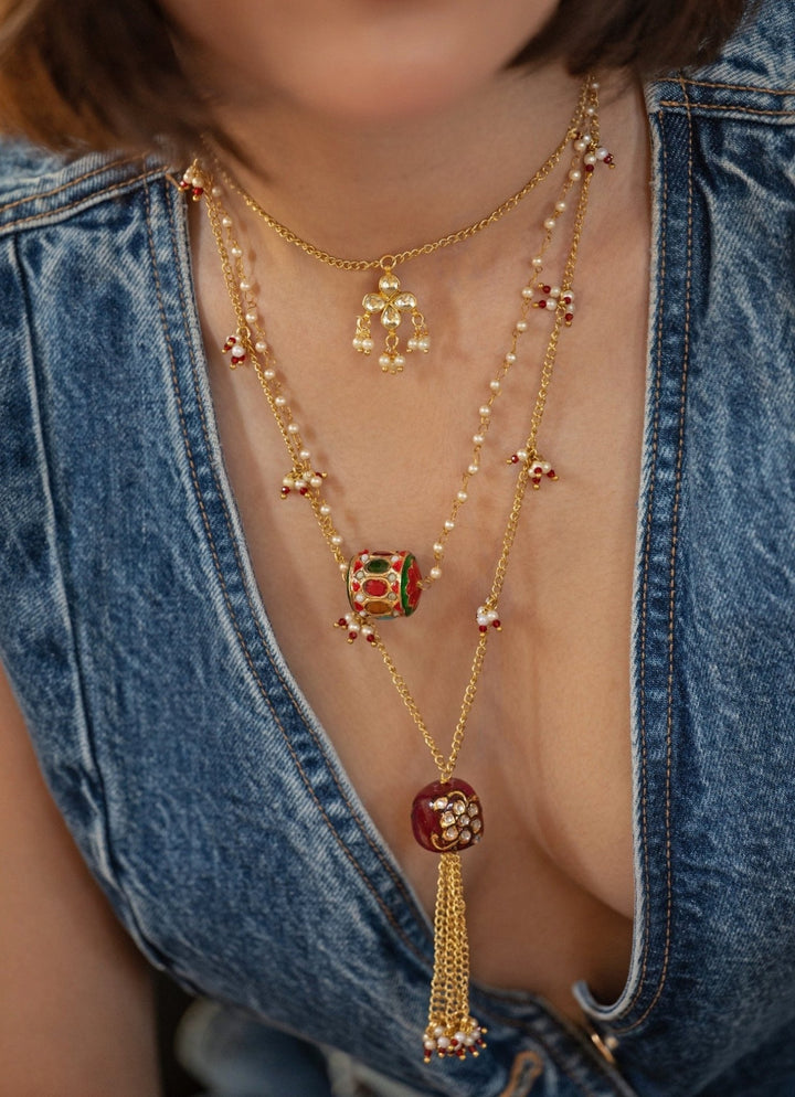 Do Taara Red Kundan NecklaceFabilicious Fashion