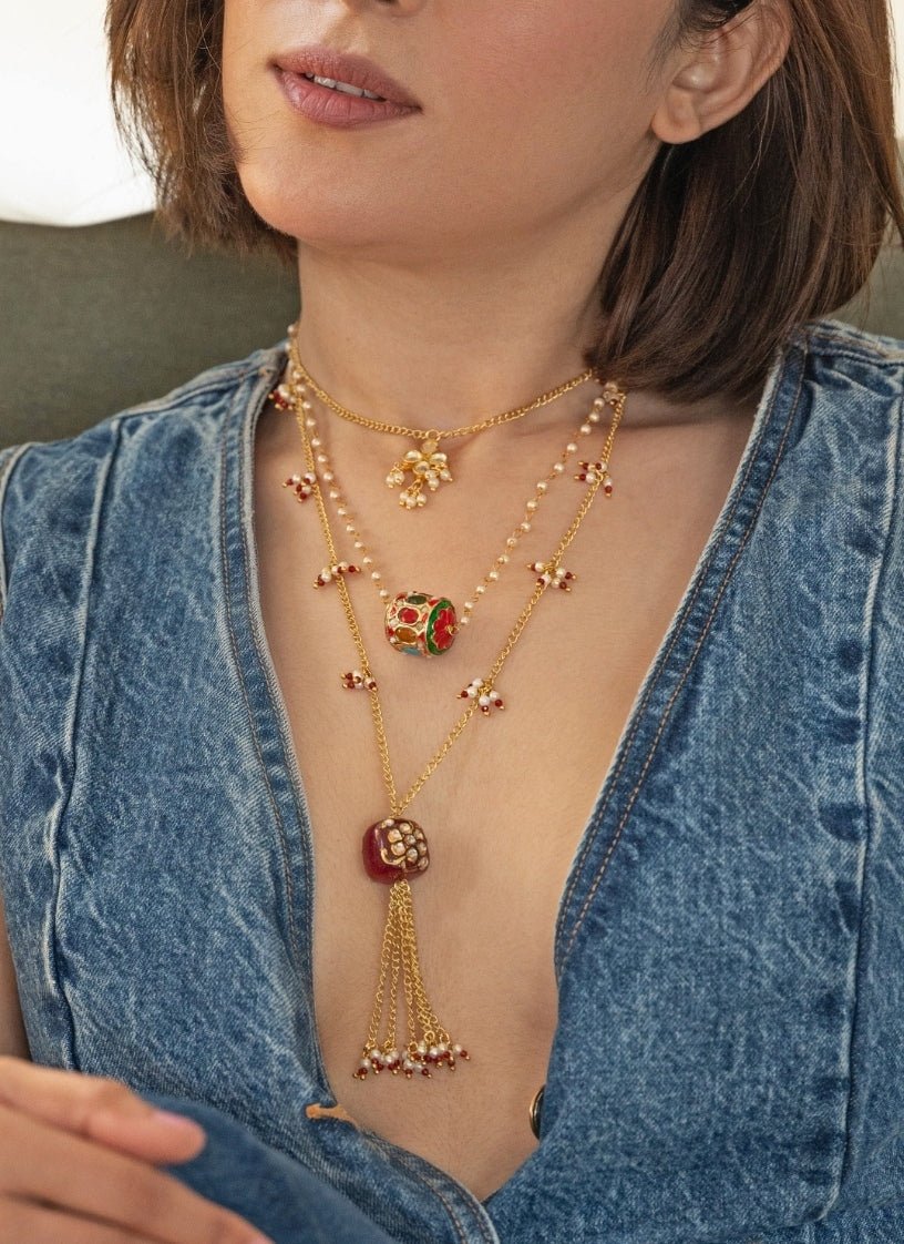 Do Taara Red Kundan NecklaceFabilicious Fashion