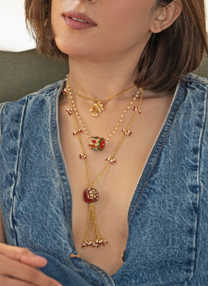Do Taara Red Kundan NecklaceFabilicious Fashion