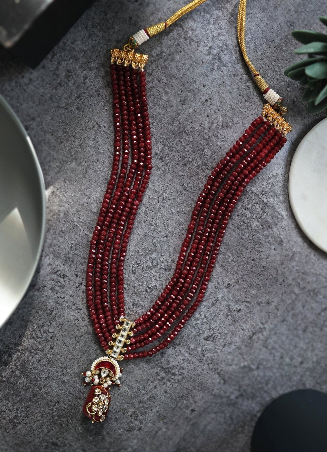 Do Taara Red Kundan NecklaceFabilicious Fashion