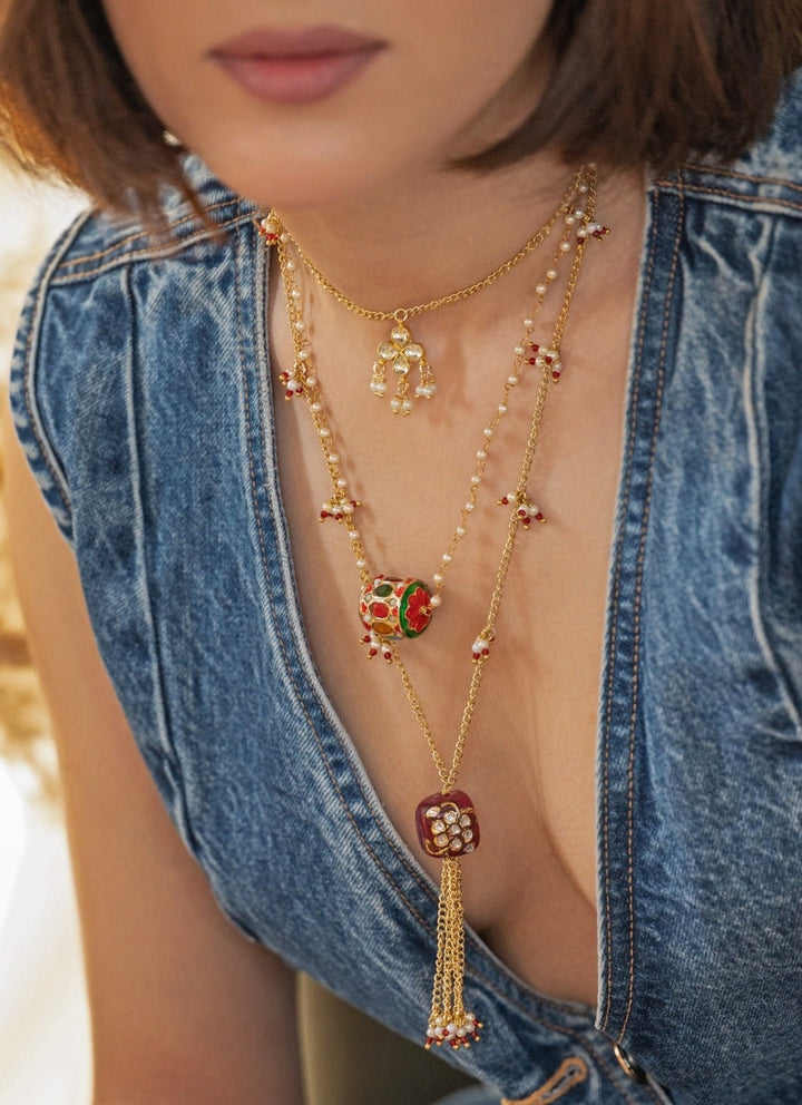 Do Taara Red Kundan NecklaceFabilicious Fashion