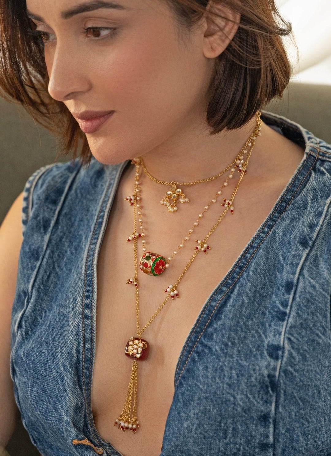 Do Taara Red Kundan NecklaceFabilicious Fashion