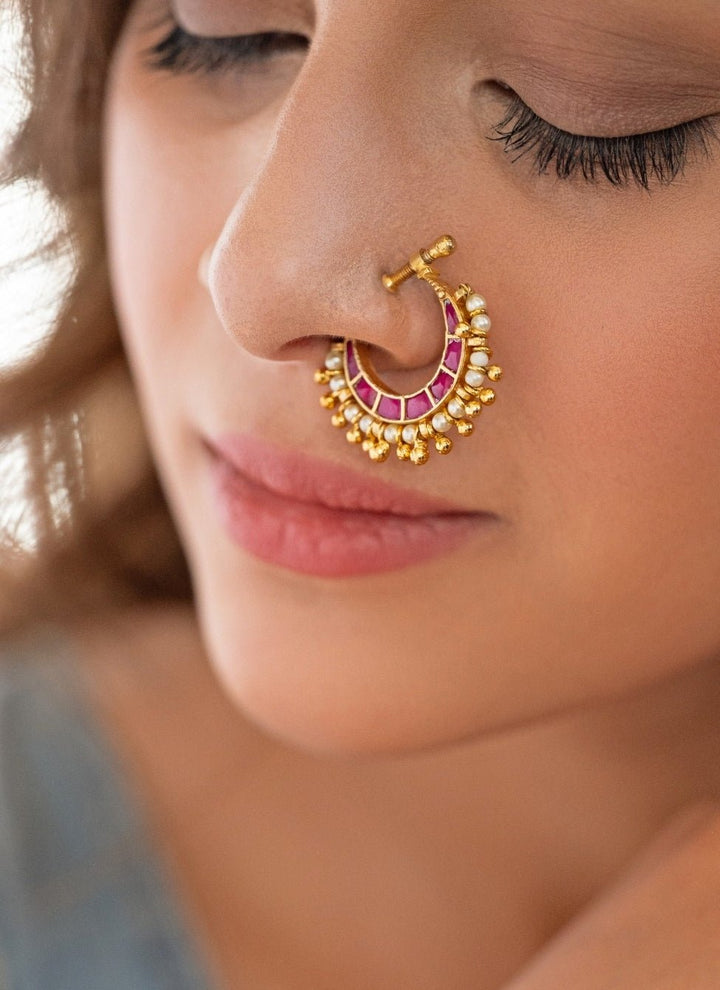 Do Taara Red Kundan NosepinFabilicious Fashion