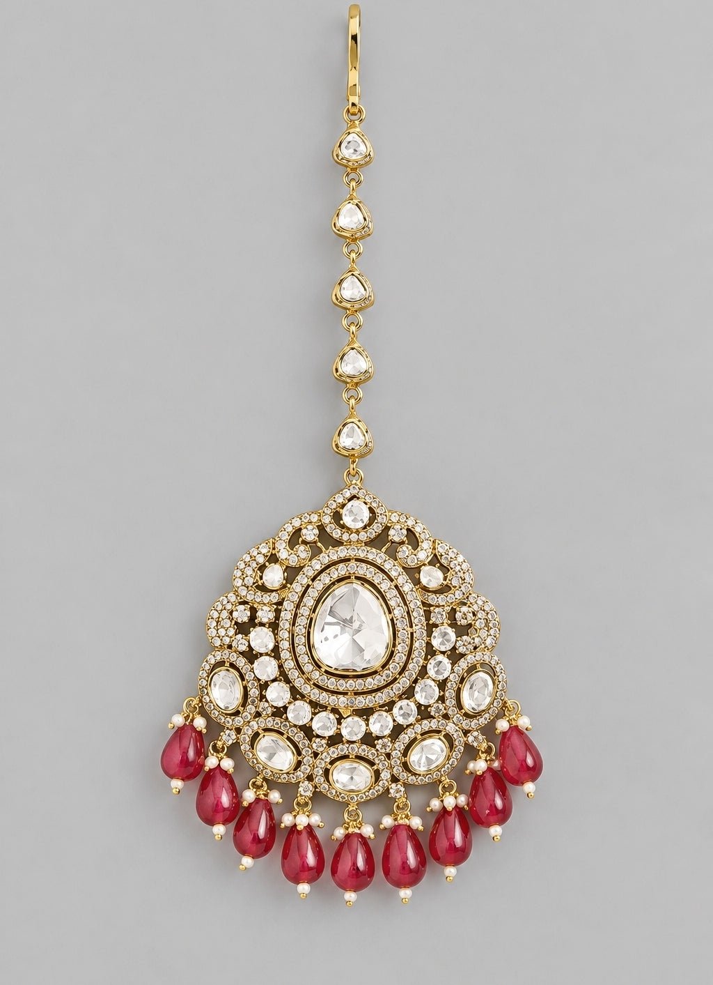 Zevar by Geeta Red Kundan Polki MaangtikkaFabilicious Fashion