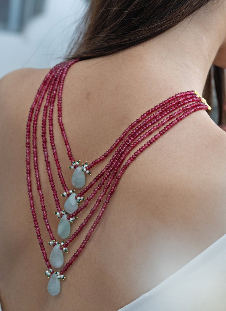 Do Taara Red Multilayered NecklaceFabilicious Fashion