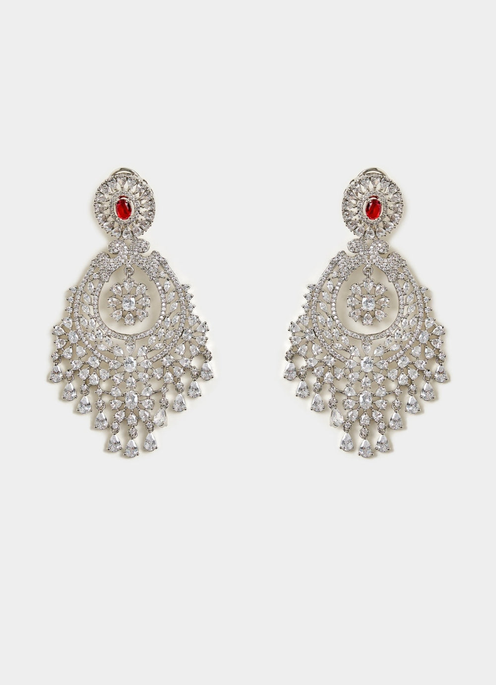 Red Onyx And Cubic Zircon Chandelier Earrings Vivinia By Vidhi Mehra - Fabilicious Fashion