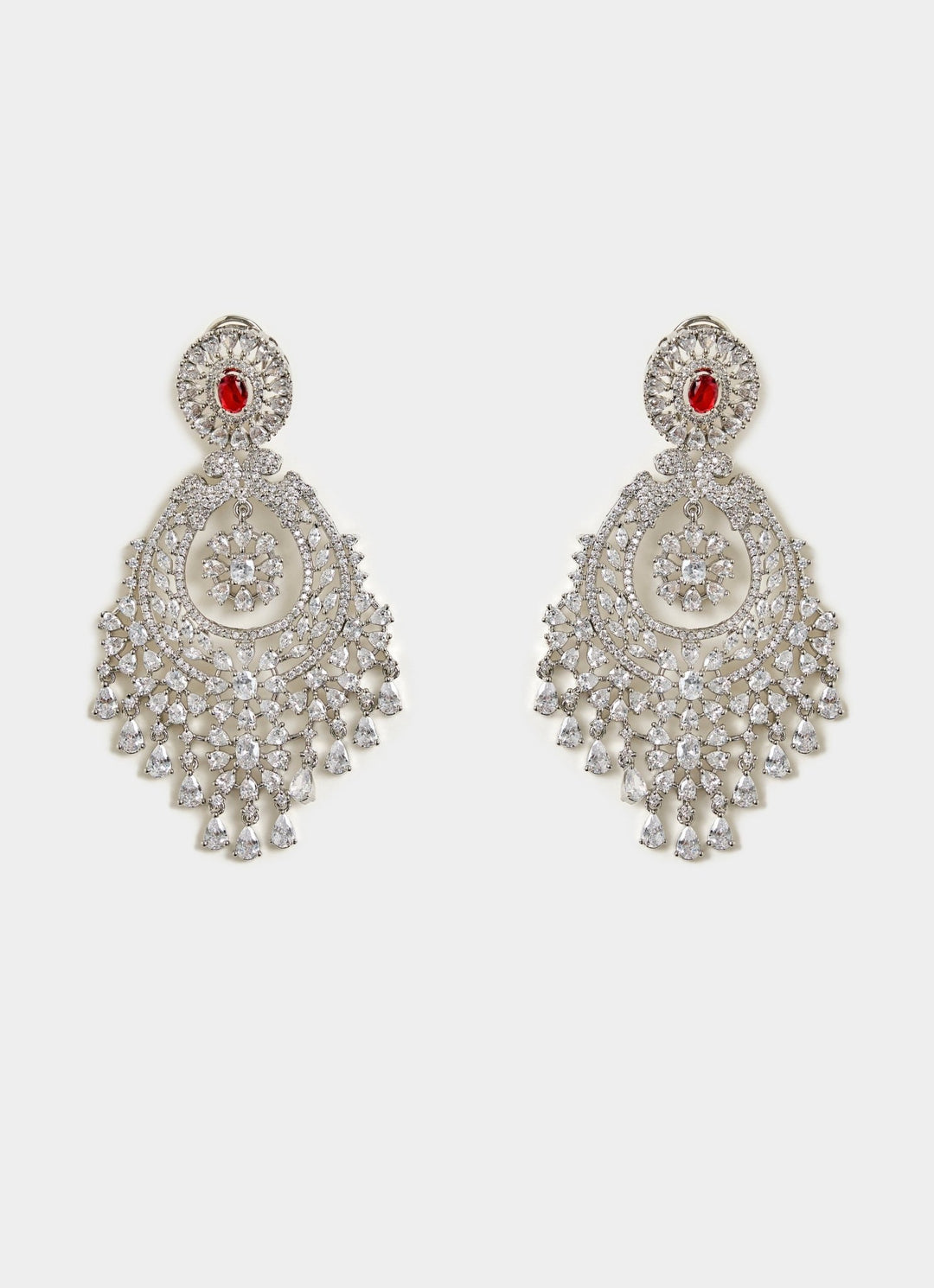 Red Onyx And Cubic Zircon Chandelier Earrings Vivinia By Vidhi Mehra - Fabilicious Fashion