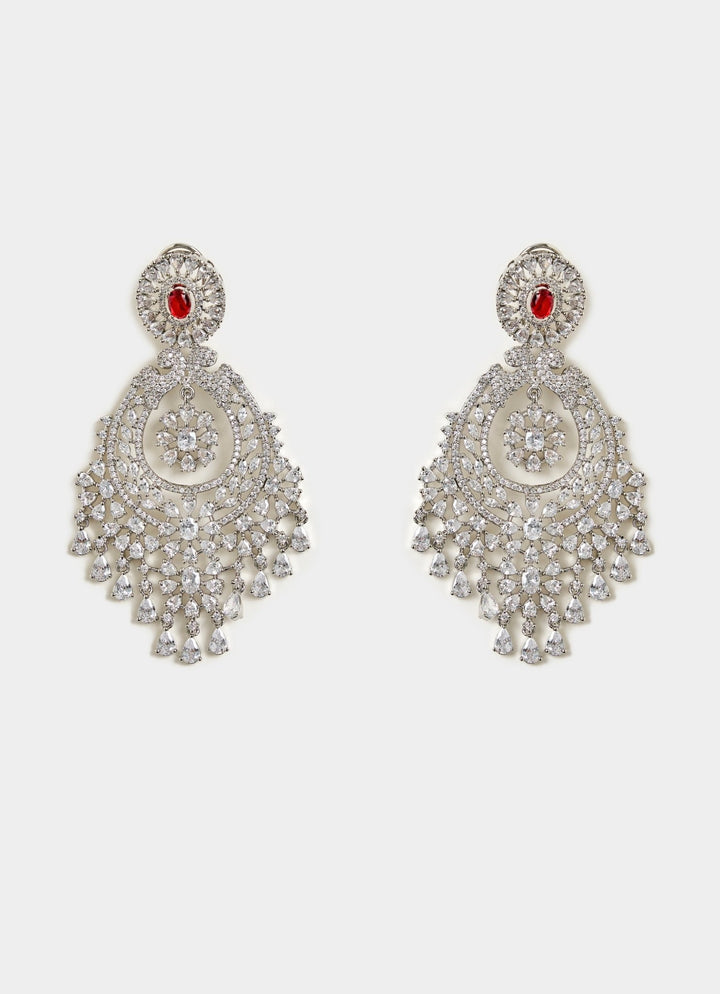 Red Onyx And Cubic Zircon Chandelier Earrings Vivinia By Vidhi Mehra - Fabilicious Fashion