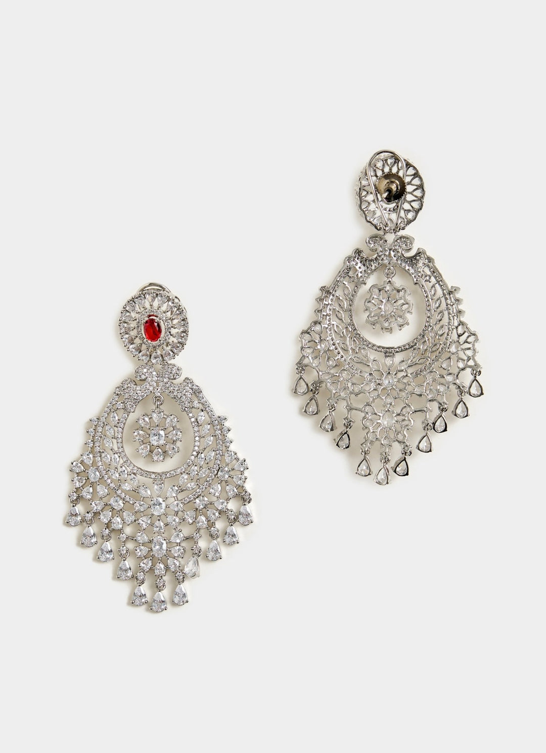 Red Onyx And Cubic Zircon Chandelier Earrings Vivinia By Vidhi Mehra - Fabilicious Fashion