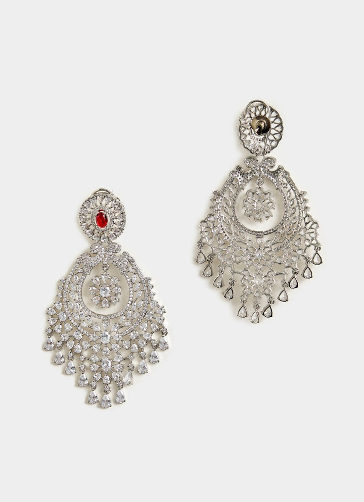 Red Onyx And Cubic Zircon Chandelier Earrings Vivinia By Vidhi Mehra - Fabilicious Fashion