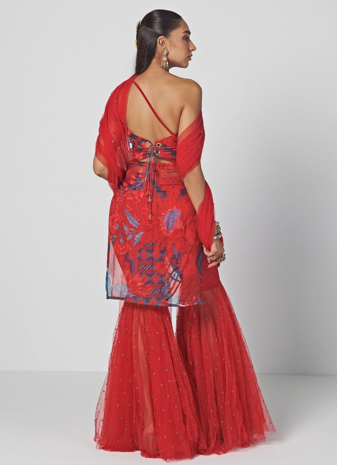 Rishi and Vibhuti Red Organza Kurta Sharara SetFabilicious Fashion