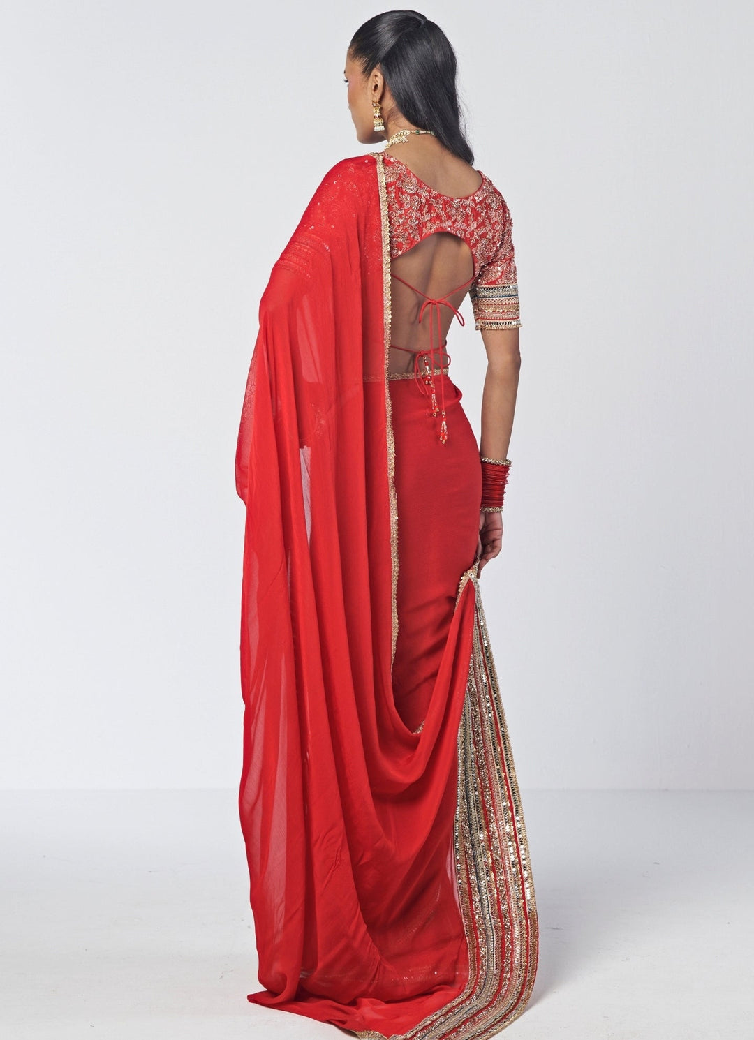 Rishi and Vibhuti Red Organza Saree SetFabilicious Fashion