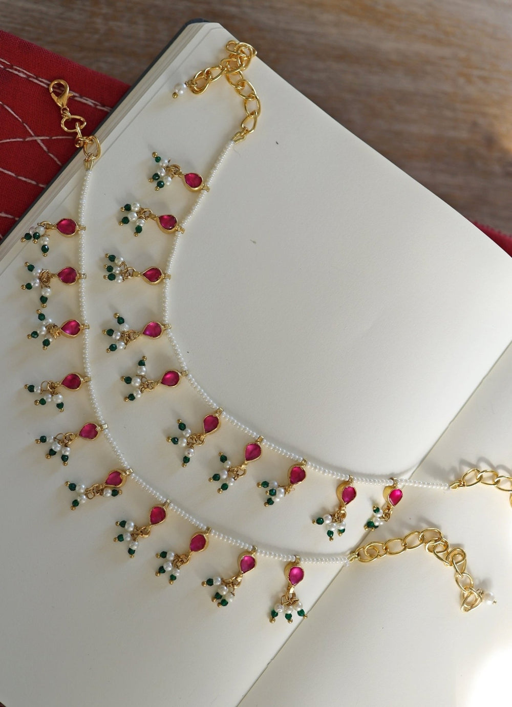 Do Taara Red Pearls AnkletsFabilicious Fashion