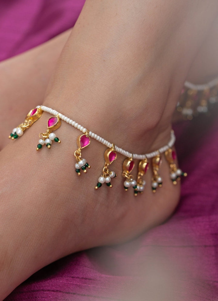 Do Taara Red Pearls AnkletsFabilicious Fashion