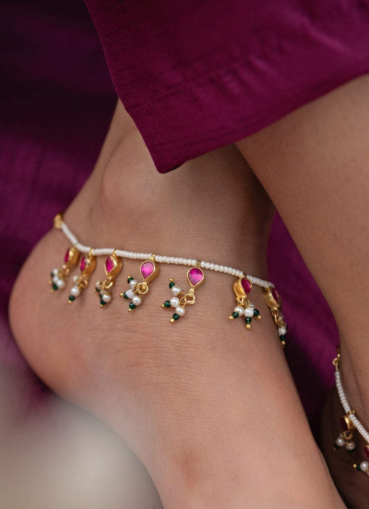 Do Taara Red Pearls AnkletsFabilicious Fashion