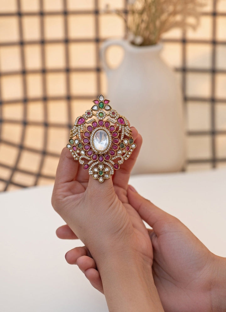 Do Taara Red Polki BroochFabilicious Fashion