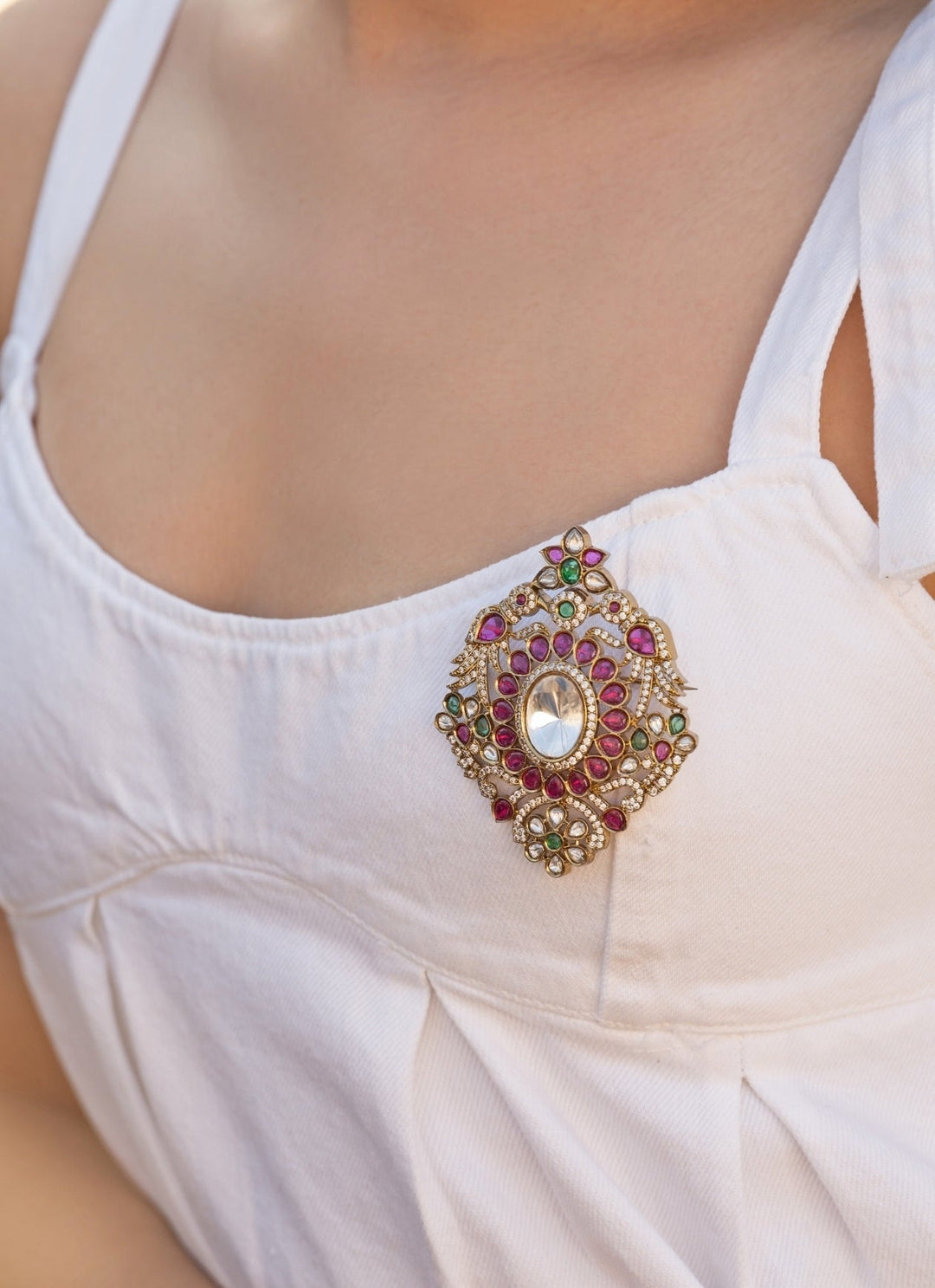 Do Taara Red Polki BroochFabilicious Fashion
