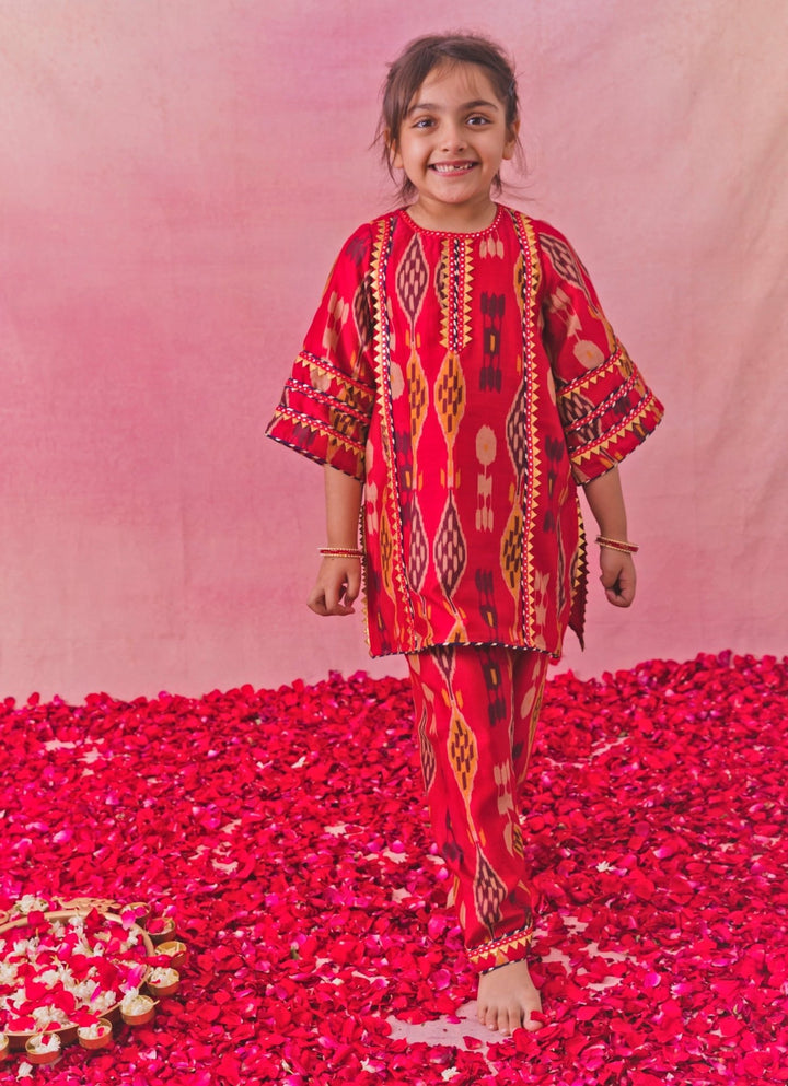 Chotibuti Red Printed Chanderi Co - Ord SetFabilicious Fashion