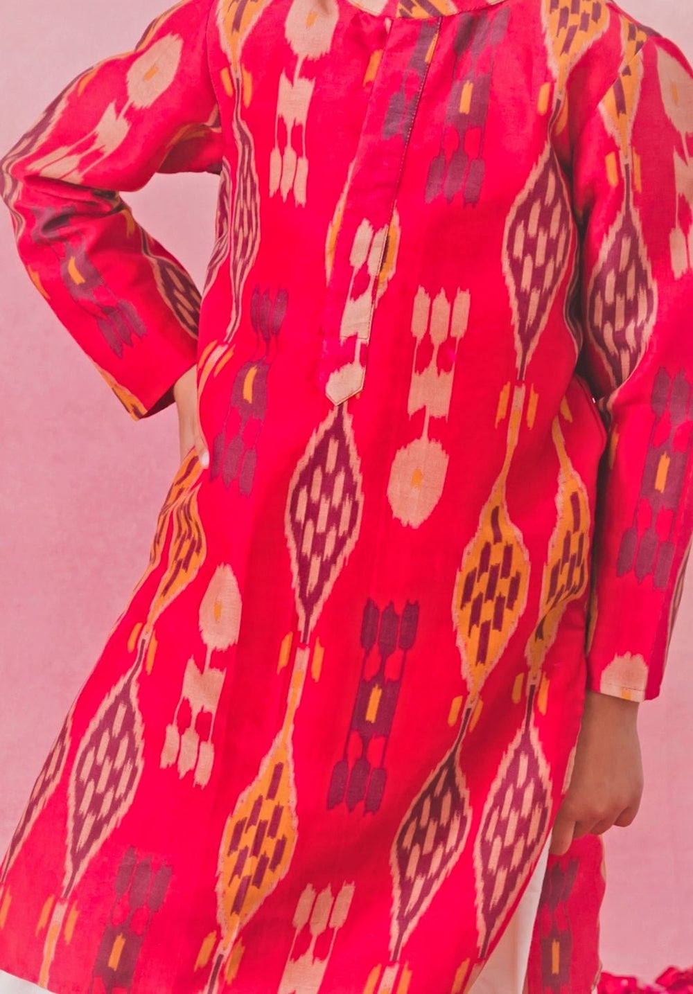 Red Printed Chanderi Kurta Set Chotibuti - Fabilicious Fashion