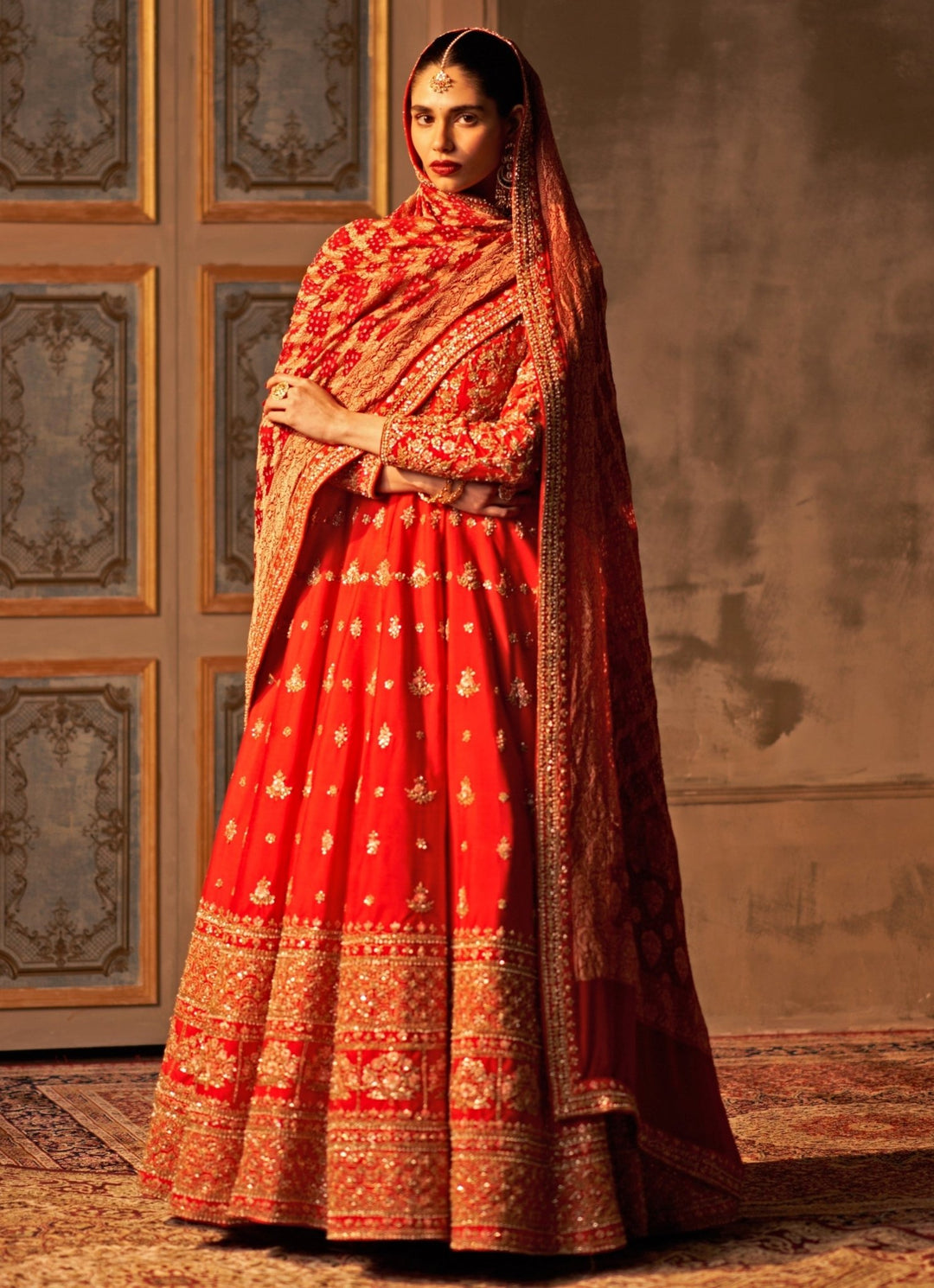 Red Raw Silk Anarkali Set Angad Singh - Fabilicious Fashion