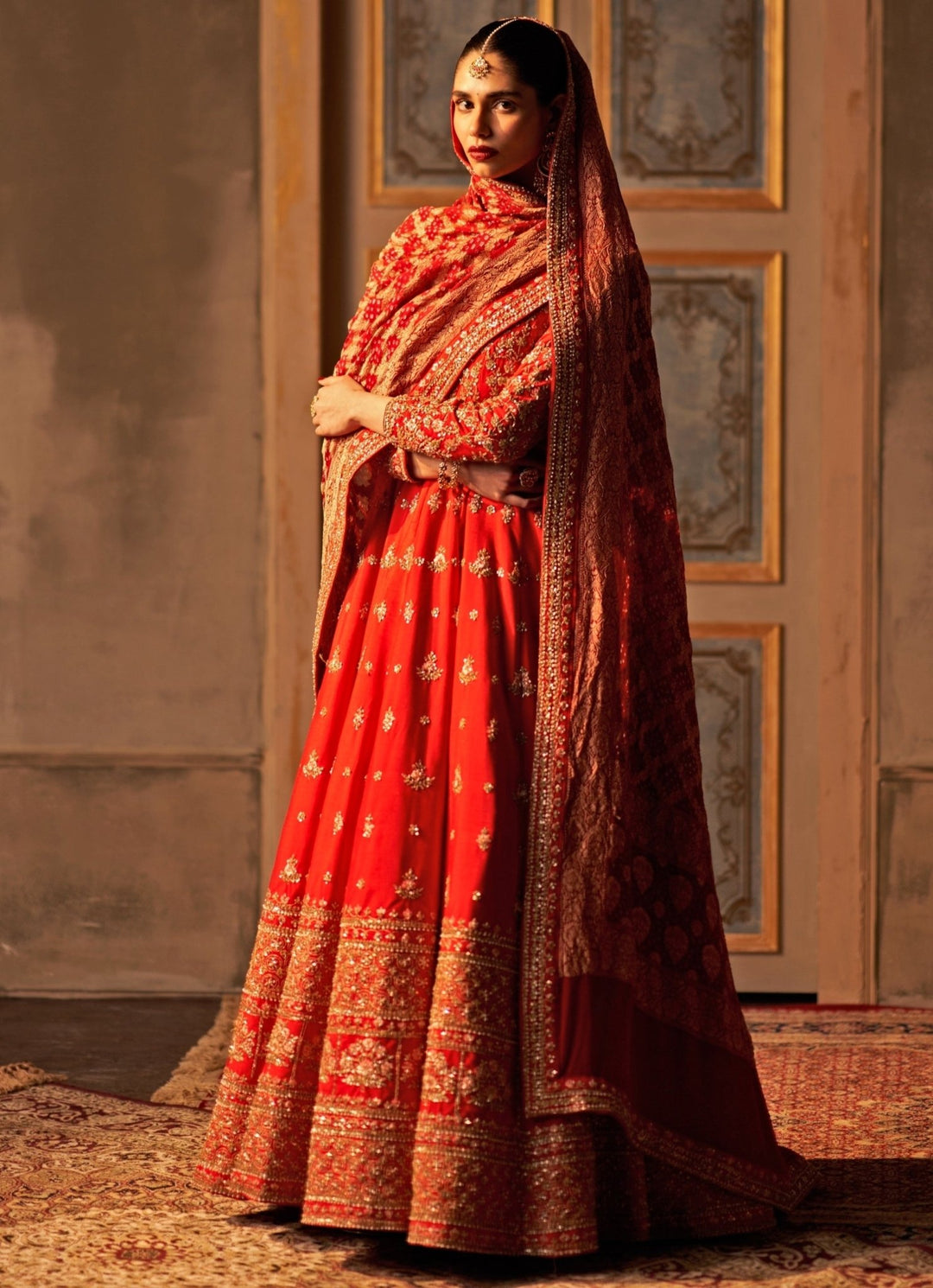 Red Raw Silk Anarkali Set Angad Singh - Fabilicious Fashion