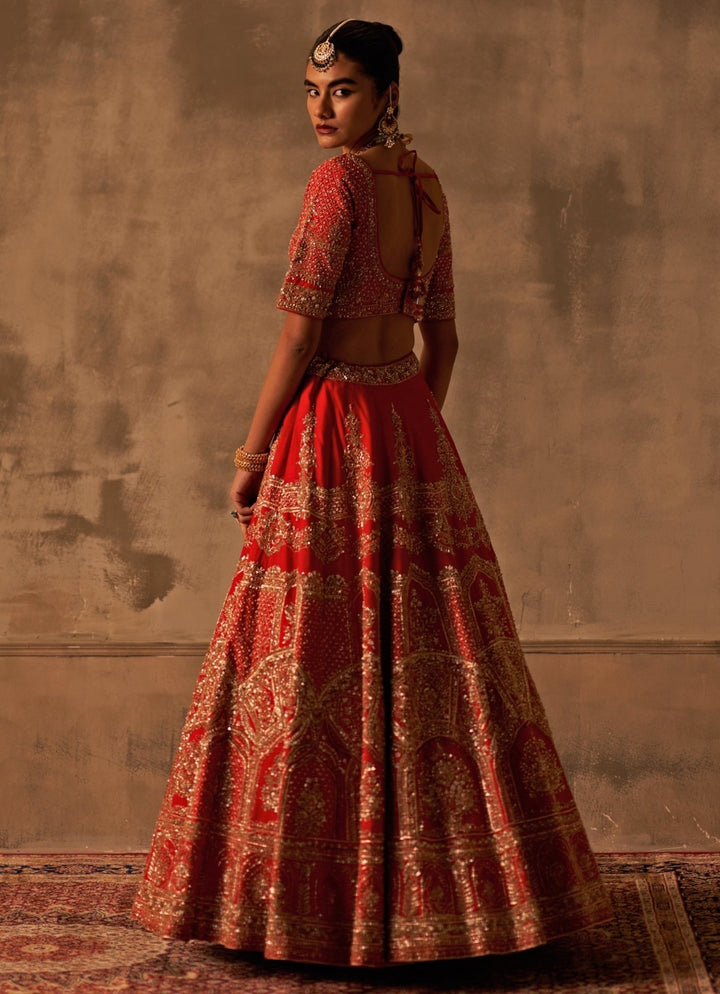 Angad Singh Red Raw Silk Bridal Lehenga Set With Double DupattaFabilicious Fashion
