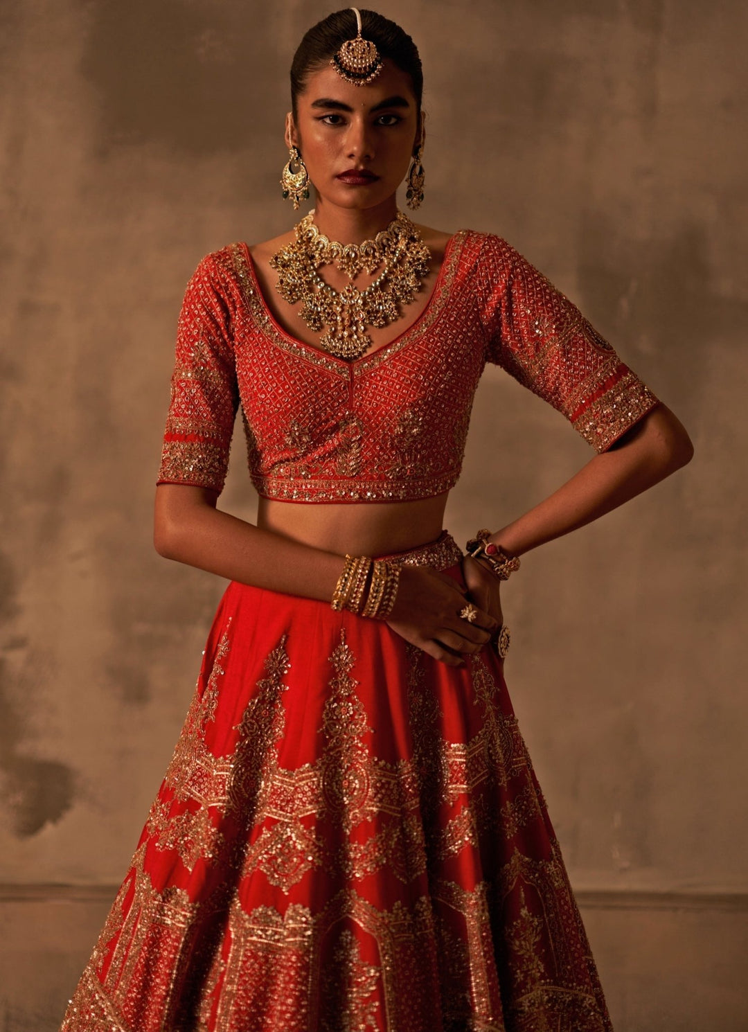 Angad Singh Red Raw Silk Bridal Lehenga Set With Double DupattaFabilicious Fashion