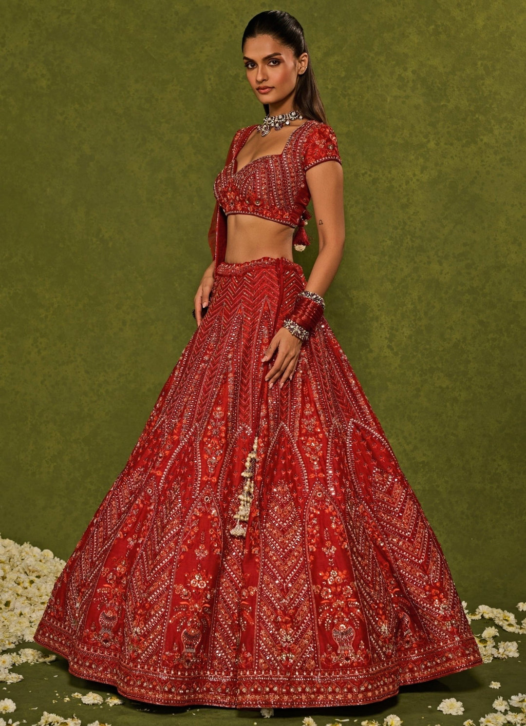 Red Raw Silk Bridal Lehenga Chamee & Palak - Fabilicious Fashion
