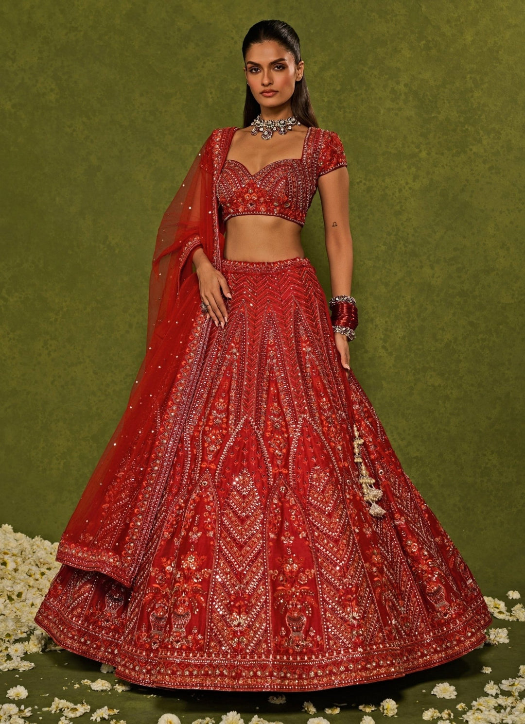 Red Raw Silk Bridal Lehenga Chamee & Palak - Fabilicious Fashion