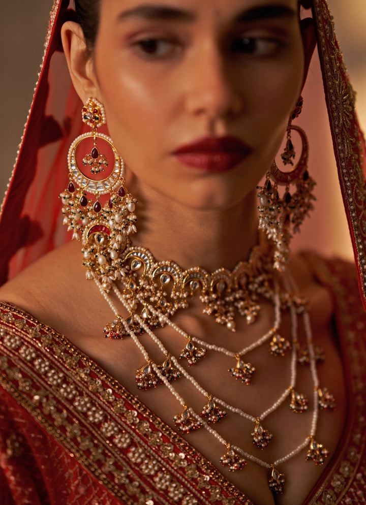 Red Raw Silk Double Dupatta Bridal Lehenga Set Angad Singh - Fabilicious Fashion